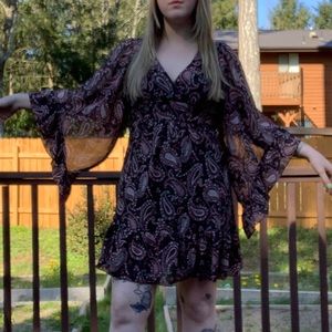 Betsey Johnson angel wing babydoll mini dress paisley print